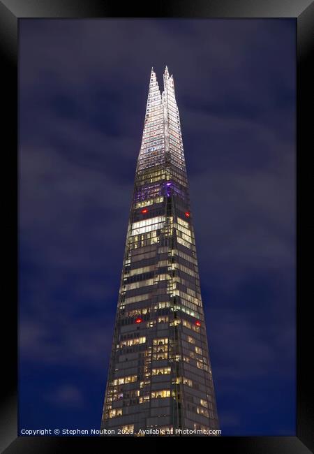 The London Shard at Night Framed Print by Stephen Noulton