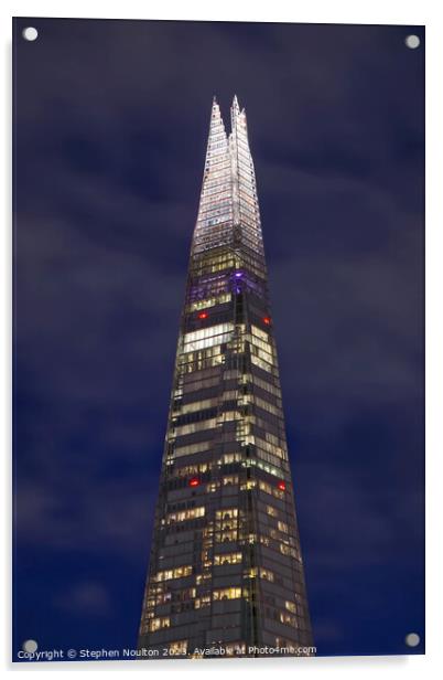 The London Shard at Night Acrylic by Stephen Noulton