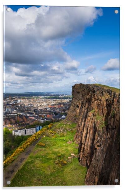 Edinburgh City From Salisbury Crags Acrylic by Artur Bogacki