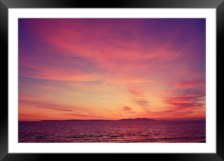 Firey sky over Arran at sunset Framed Mounted Print by Allan Durward Photography