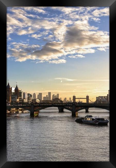 London skyline in the sunrise colours  Framed Print by Tony lopez