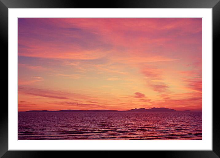 Arran sunset seen from Ayr Framed Mounted Print by Allan Durward Photography