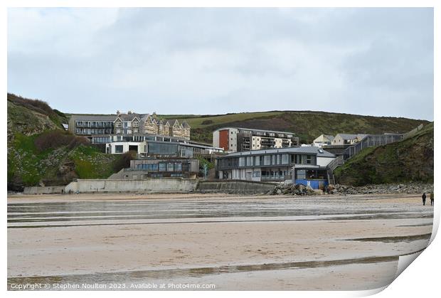 Watergate Bay Beach and Hotel Print by Stephen Noulton