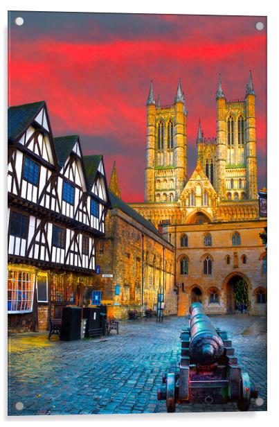 Lincoln Cathedral Sunset Acrylic by Alison Chambers