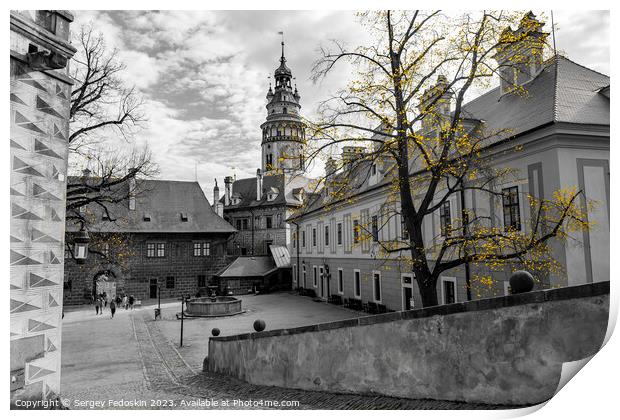 Medieval castle in Cesky Krumlov on an autumn day Print by Sergey Fedoskin