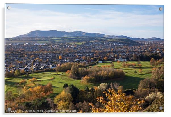 Autumn View from Holyrood Park over Prestonfield G Acrylic by Arch White