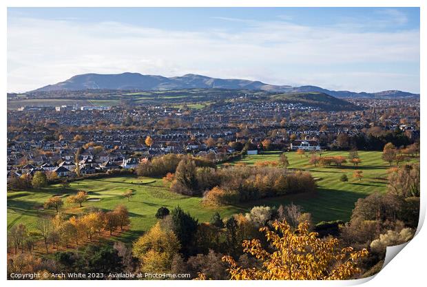Autumn View from Holyrood Park over Prestonfield G Print by Arch White