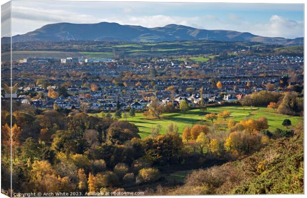 Autumn View from Holyrood Park over Prestonfield G Canvas Print by Arch White