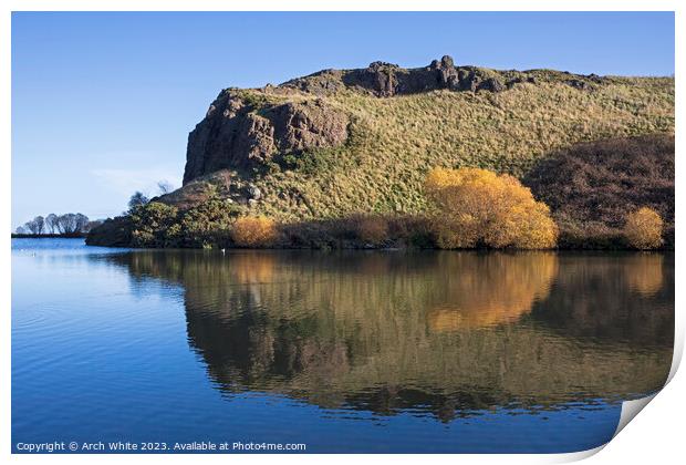 Dunsapie Loch and Crags, Holyrood Park, Edinburgh, Print by Arch White