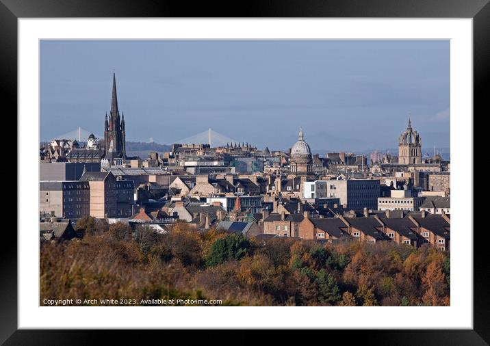 Edinburgh city centre skyline, Scotland, UK Framed Mounted Print by Arch White