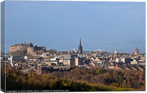 Edinburgh city centre skyline, Scotland, UK Canvas Print by Arch White