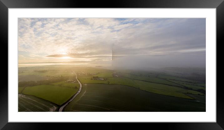 Emley Moor Shadows Framed Mounted Print by Apollo Aerial Photography