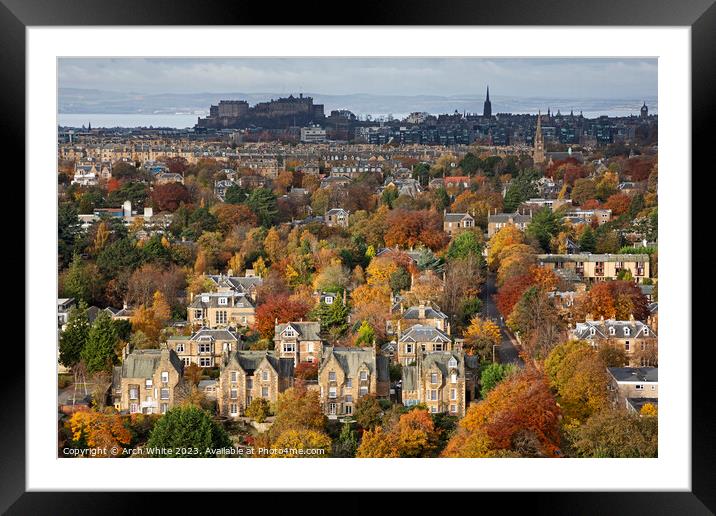Edinburgh in autumn viewed from Blackford Hill, Sc Framed Mounted Print by Arch White