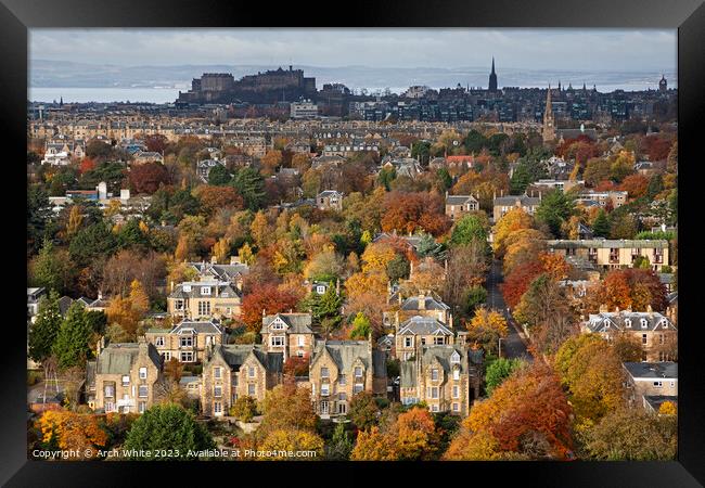 Edinburgh in autumn viewed from Blackford Hill, Sc Framed Print by Arch White
