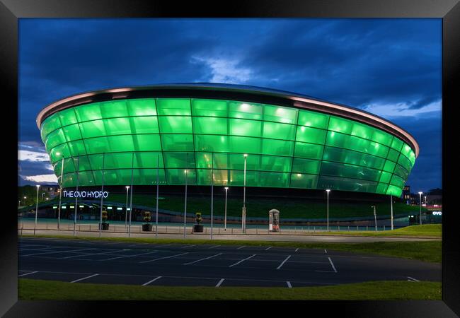 OVO Hydro Arena At Night In Glasgow Framed Print by Artur Bogacki