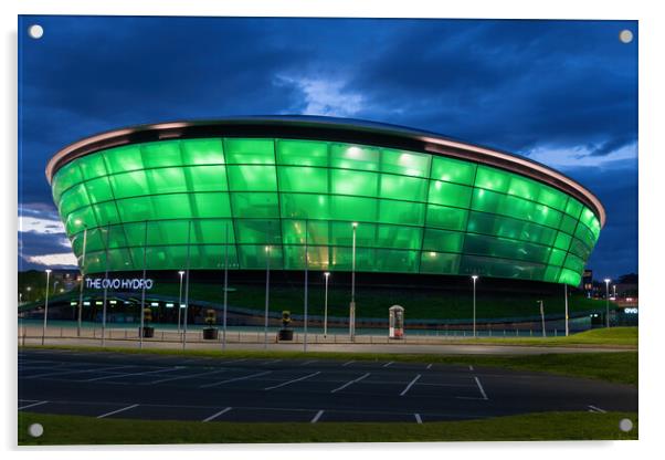 OVO Hydro Arena At Night In Glasgow Acrylic by Artur Bogacki
