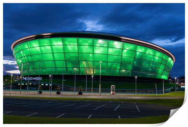 OVO Hydro Arena At Night In Glasgow Print by Artur Bogacki