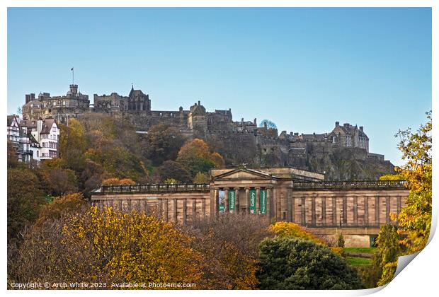 National Gallery and Edinburgh Castle, Edinburgh,  Print by Arch White