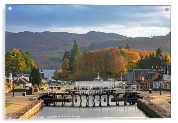 Fort Augustus, Caledonian Canal lock gates, Invern Acrylic by Arch White