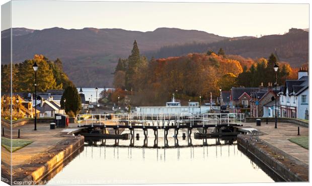 Fort Augustus, Caledonian Canal lock gates, Invern Canvas Print by Arch White