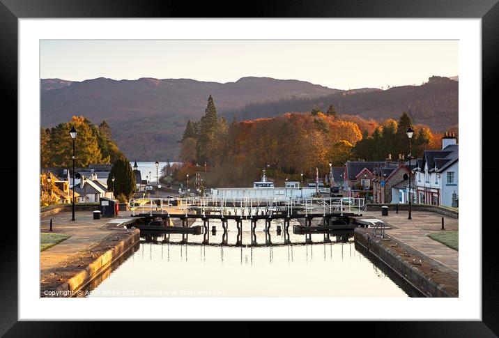 Fort Augustus, Caledonian Canal lock gates, Invern Framed Mounted Print by Arch White