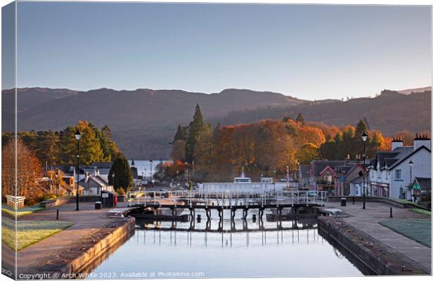 Fort Augustus, Caledonian Canal lock gates, Invern Canvas Print by Arch White