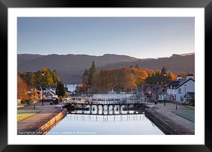 Fort Augustus, Caledonian Canal lock gates, Invern Framed Mounted Print by Arch White