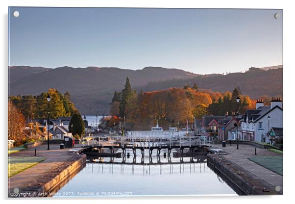 Fort Augustus, Caledonian Canal lock gates, Invern Acrylic by Arch White