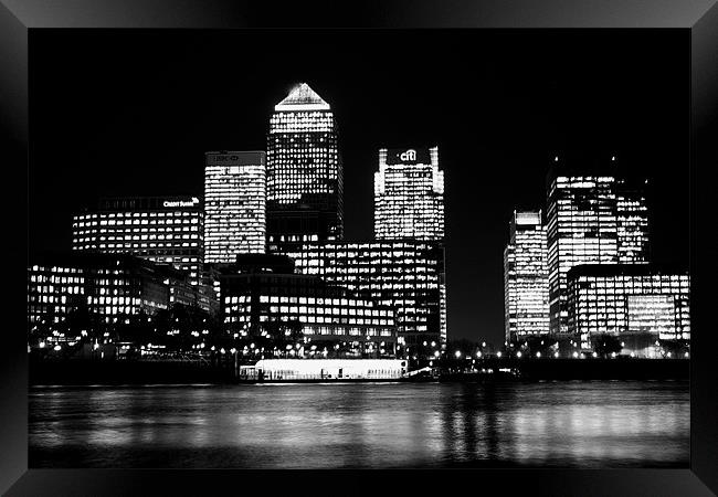Canary Wharf Skyline Framed Print by Phil Clements