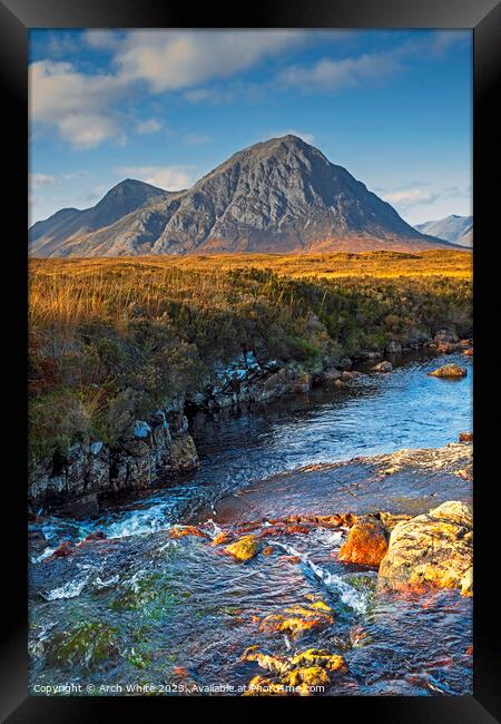 Buachaille Etive Mor, River Etive, Lochaber, Scotl Framed Print by Arch White