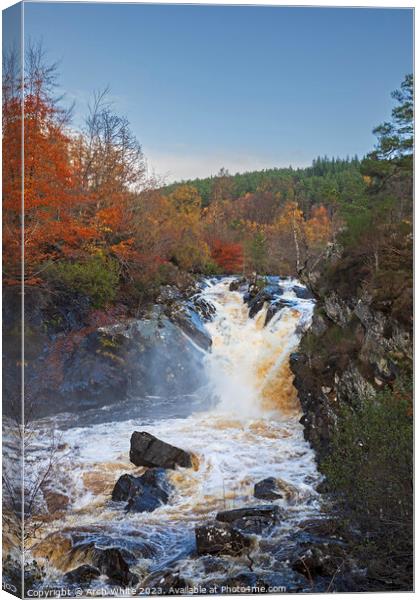 Rogie Falls, Black Water, Strathpeffer, Ross-shire Canvas Print by Arch White