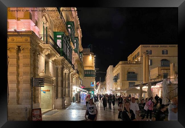 Republic Street, Valletta after dark Framed Print by Jim Jones