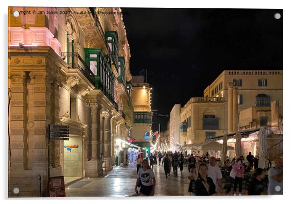 Republic Street, Valletta after dark Acrylic by Jim Jones
