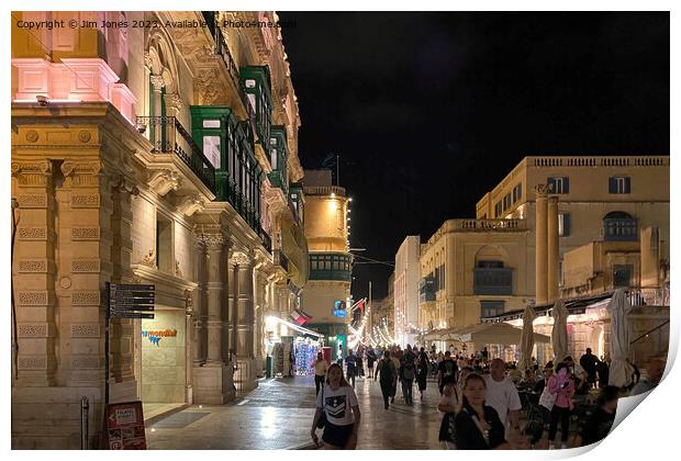 Republic Street, Valletta after dark Print by Jim Jones