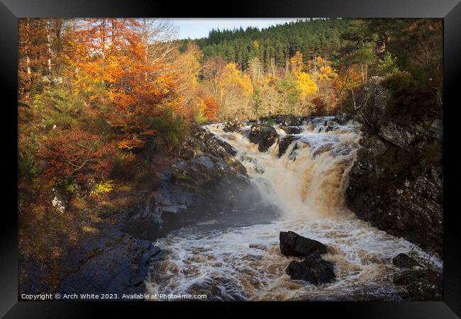 Rogie Falls, Black Water, Strathpeffer, Ross-shire Framed Print by Arch White