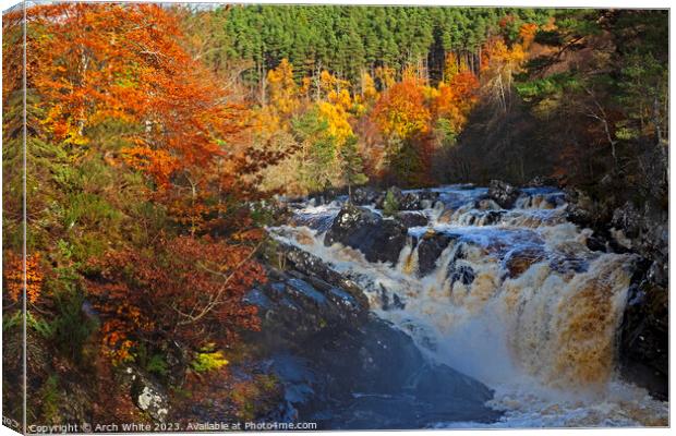 Rogie Falls, Black Water, Strathpeffer, Ross-shire Canvas Print by Arch White