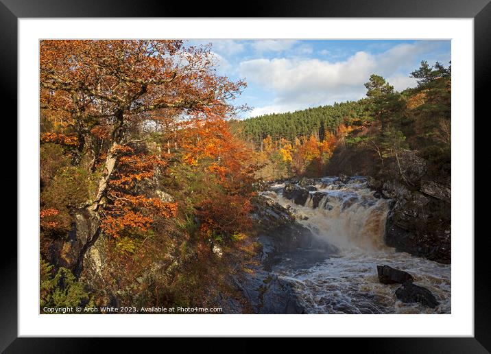 Rogie Falls, Black Water, Strathpeffer, Ross-shire Framed Mounted Print by Arch White