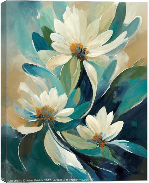 Dappled Floral White  Canvas Print by Mike Shields