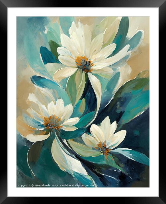 Dappled Floral White  Framed Mounted Print by Mike Shields