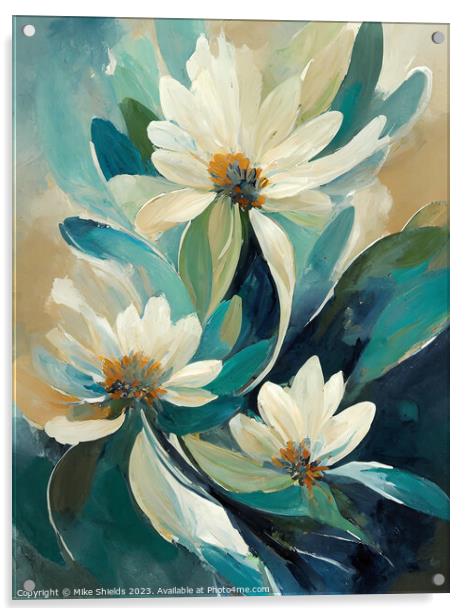 Dappled Floral White  Acrylic by Mike Shields