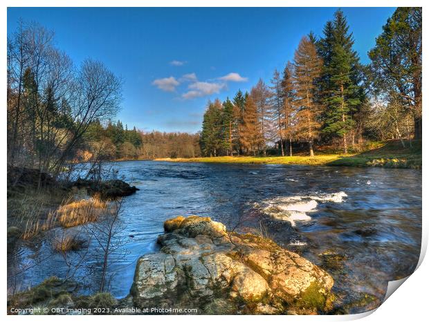 River Spey Spring Light Morning Speyside Highland Scotland Print by OBT imaging