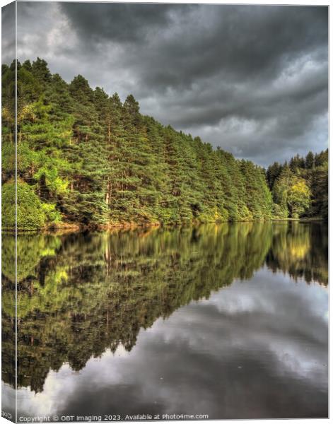 Millbuies Fishing Loch & Forest Walks Morayshire Scotland Drama Reflections Canvas Print by OBT imaging
