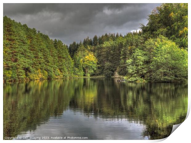 Millbuies Fishing Loch Reflections Morayshire Scot Print by OBT imaging