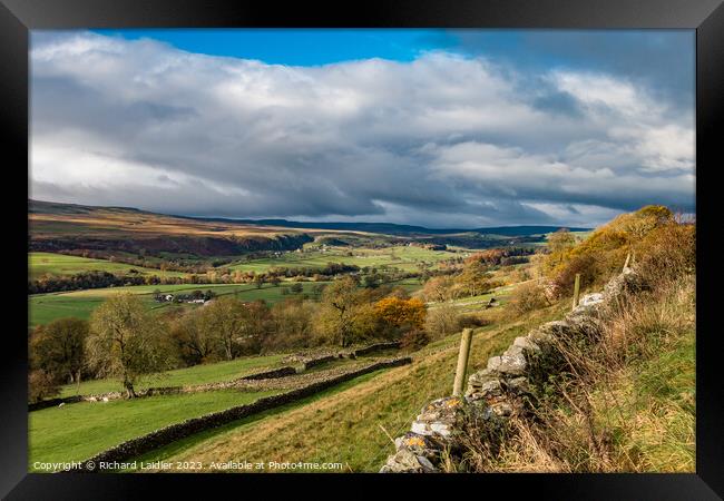 Towards Holwick, Teesdale from Middle Side in Autu Framed Print by Richard Laidler