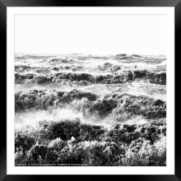 Waves in Ciaran Storm 2023, Tuscany Framed Mounted Print by Stefano Orazzini