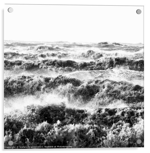 Waves in Ciaran Storm 2023, Tuscany Acrylic by Stefano Orazzini