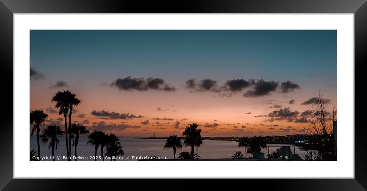 A sunset view looking out to Faro de Punta Pechiguera Framed Mounted Print by Ben Delves