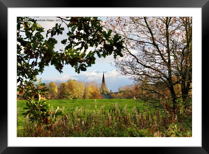 Biddulph Knypersley church steeple in autumn Framed Mounted Print by Andrew Heaps
