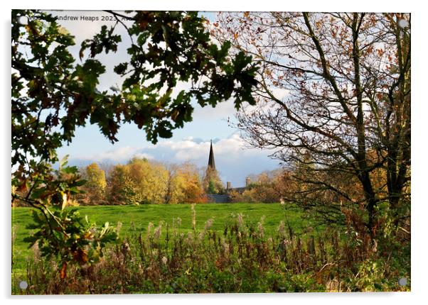 Biddulph Knypersley church steeple in autumn Acrylic by Andrew Heaps