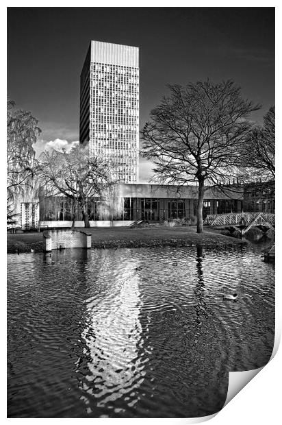 University Arts Tower and Weston Park Pond Print by Darren Galpin